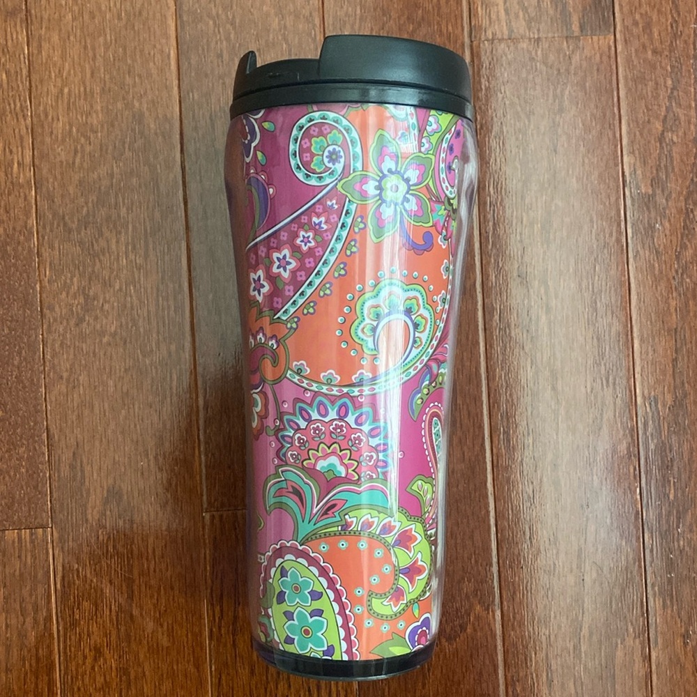 Vera Bradley Pink Paisley Tumbler Travel Mug with Flip Lid - Picture 11 of 12